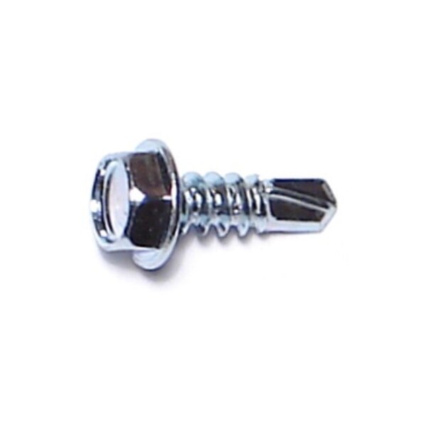 Self-Drilling Screw, #8 x 1/2 in, Zinc Plated Steel Flange Hex Head External Hex Drive, 500 PK